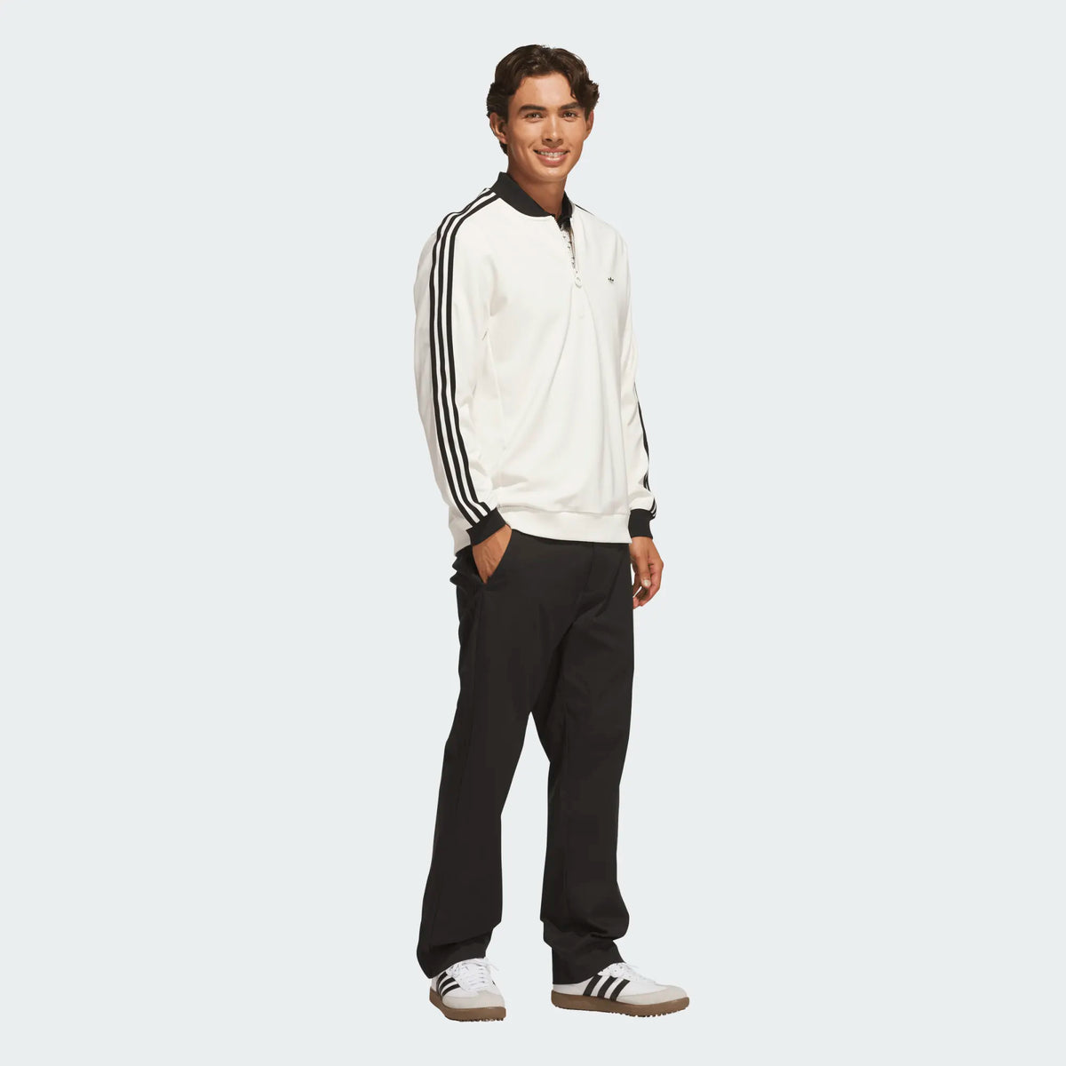 Originals 3-Stripe Quarter Zip Chalk White/Black