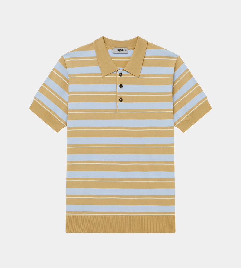 Striped Knit Polo Khaki/Cream/Blue
