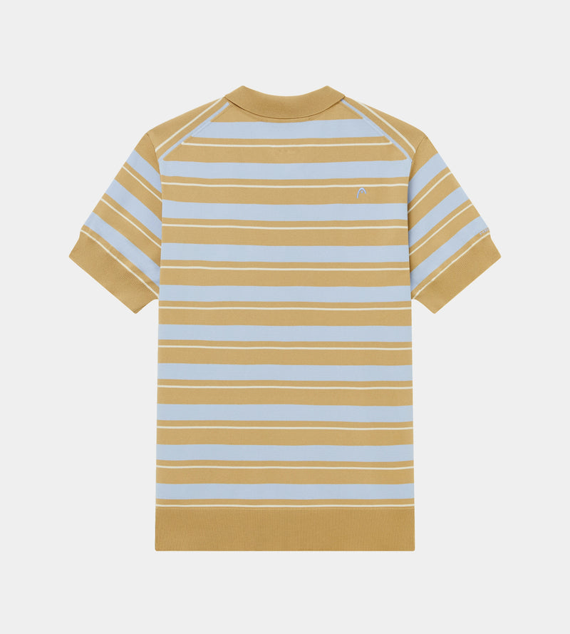 Striped Knit Polo Khaki/Cream/Blue