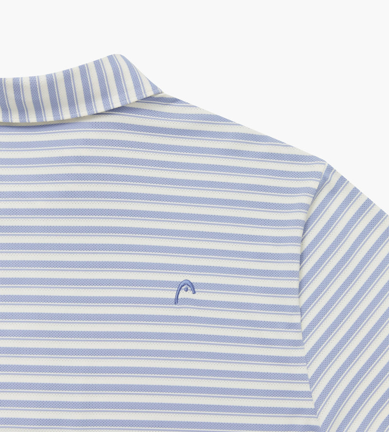 Engineer Stripe Polo Dusty Blue/White