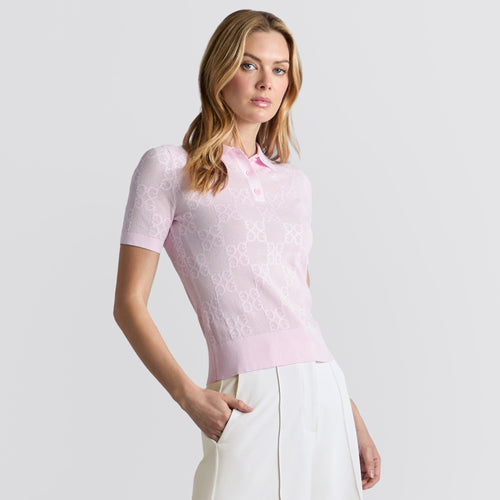 Womens Pointelle G Sweater Polo Blush