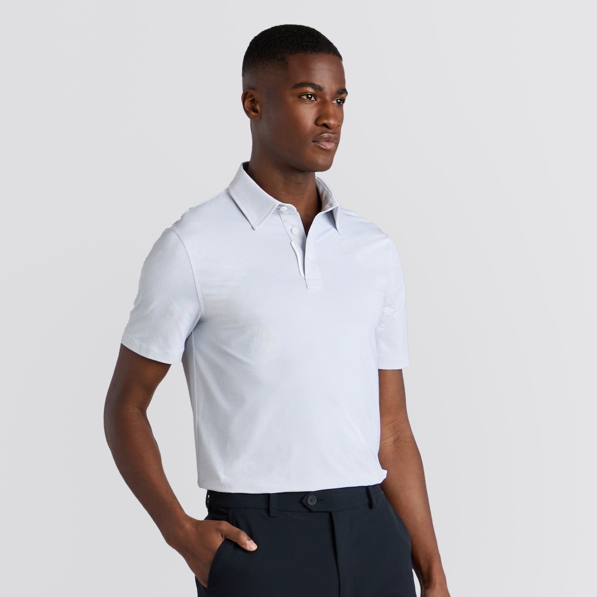 Fine Stretch Jacquard Polo Onyx