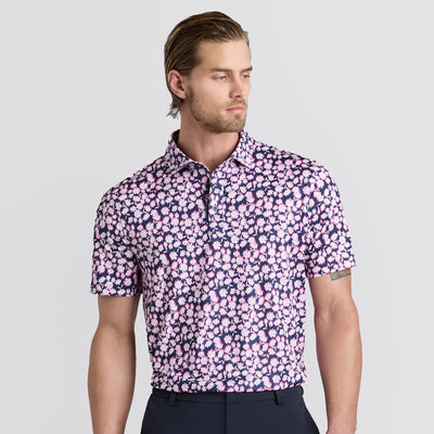 Optic Floral Tech Stretch Jersey Polo Blush