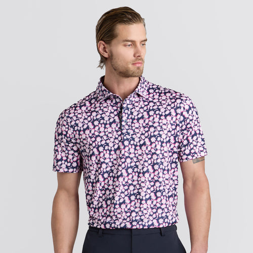 Optic Floral Tech Stretch Jersey Polo Blush