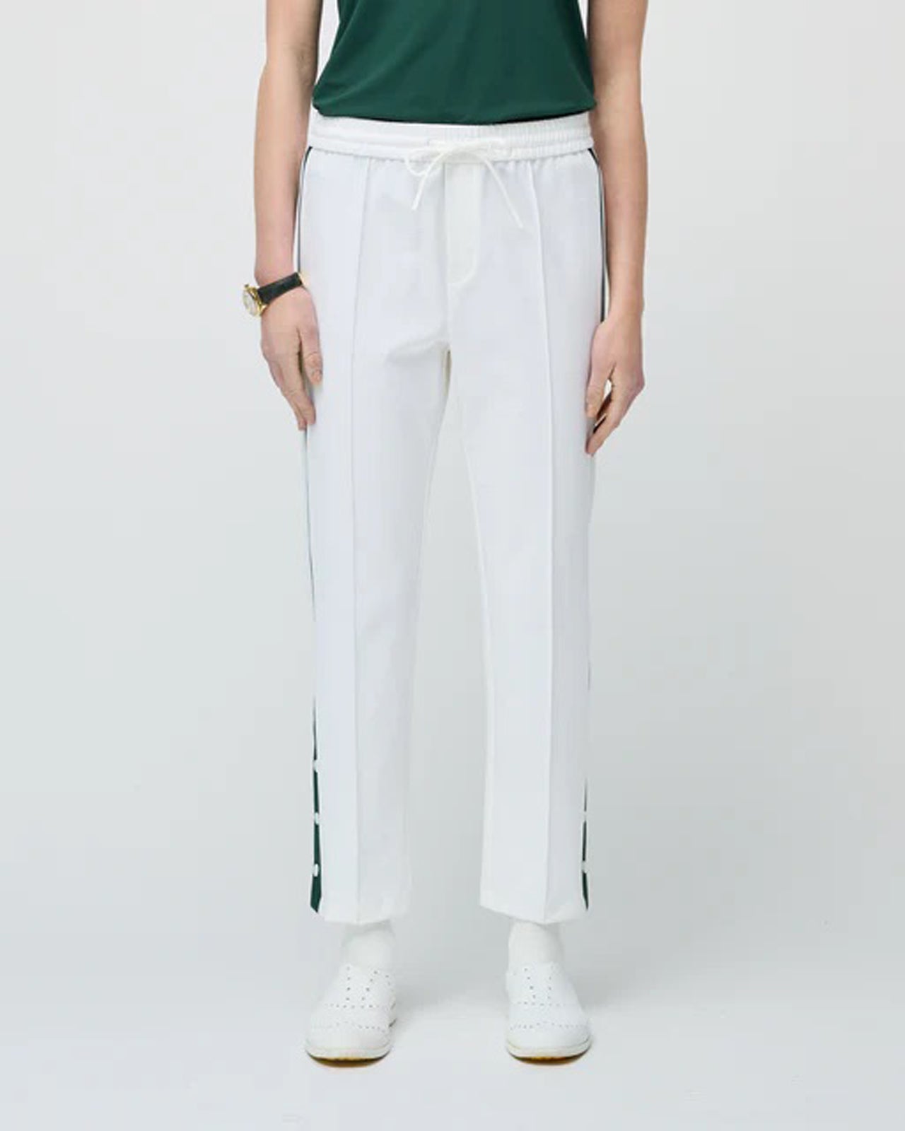 Womens Striped Sport Pants White/Pine Green