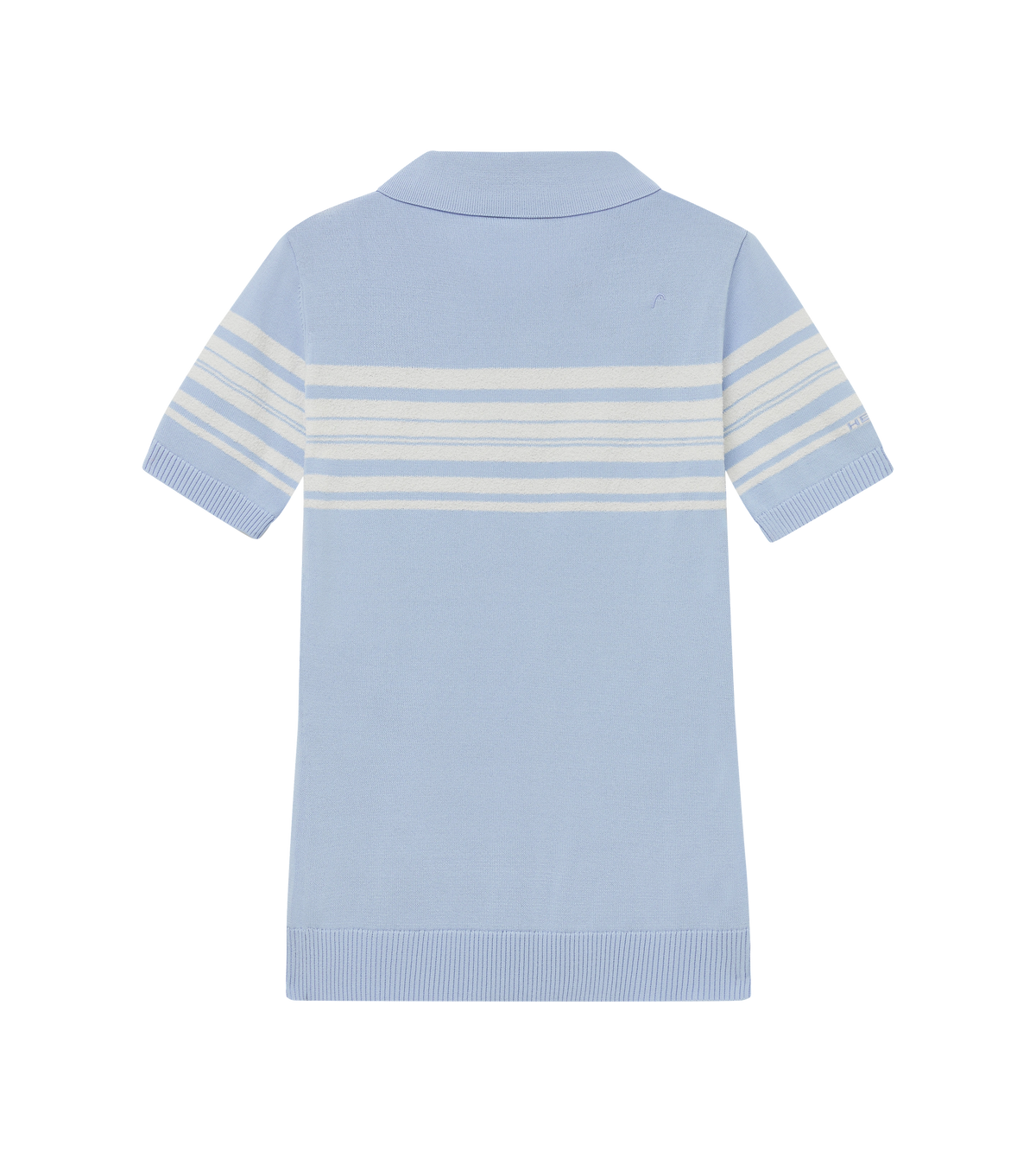 Womens Stripe Knit Polo Dusty Blue