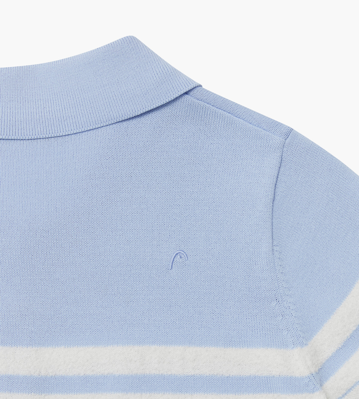 Womens Stripe Knit Polo Dusty Blue