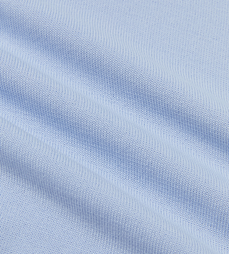 Womens Stripe Knit Polo Dusty Blue