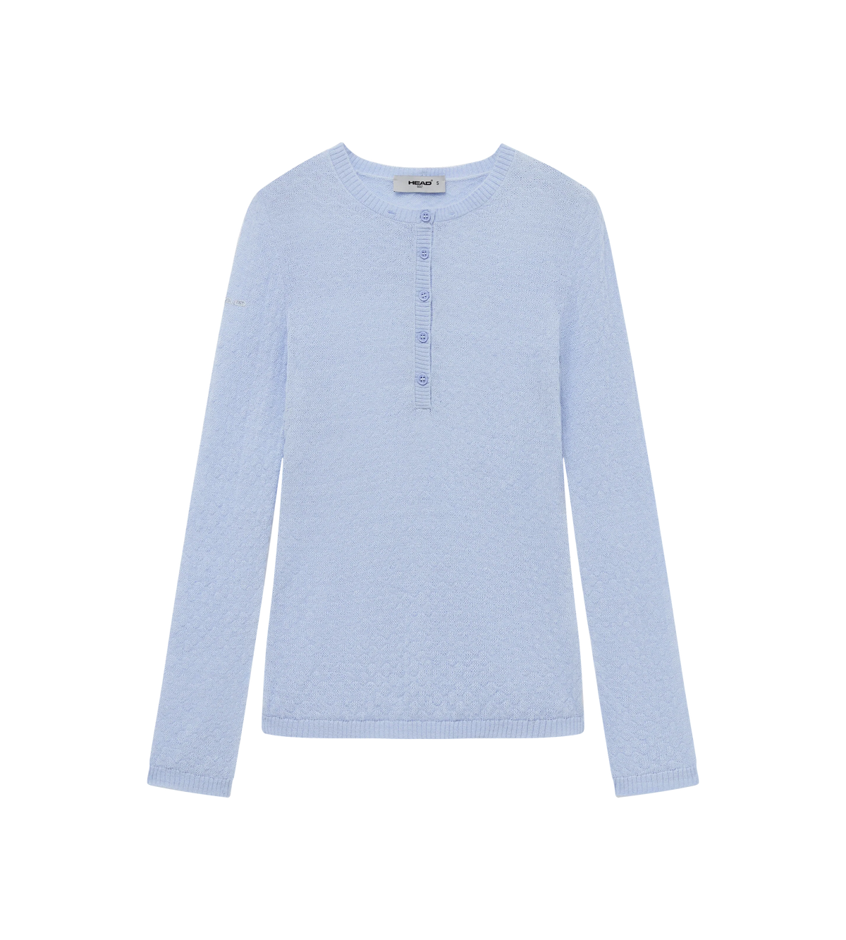 Womens Ruffle-Trimmed Wool Polo Shirt Dusty Blue