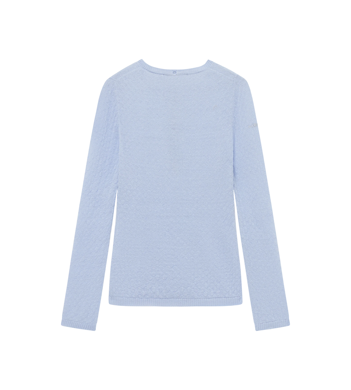 Womens Ruffle-Trimmed Wool Polo Shirt Dusty Blue