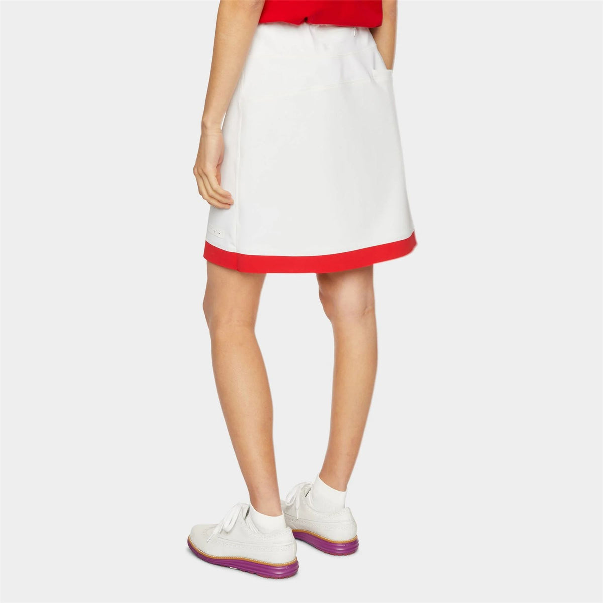 Womens Contrast Sport Skirt Off White/Red
