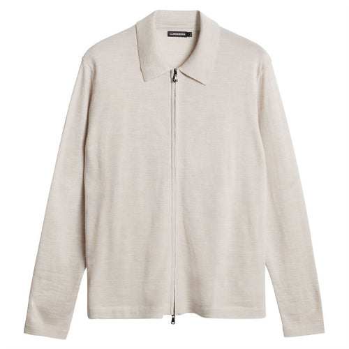 Kaleb Merino Full Zip Cardigan Moonbeam Melange - AW24