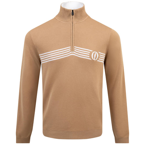 The Open Cotton Quarter Zip Mid Layer Medium Beige - AW24