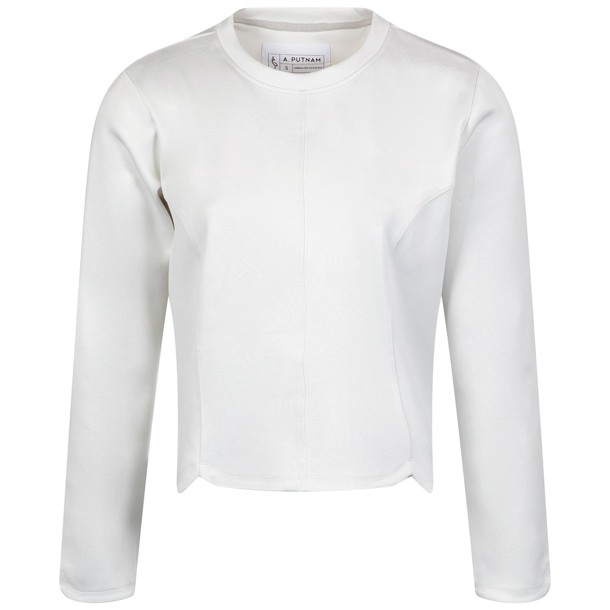 Womens Tulip Crewneck Knit Cream Debossed Crane