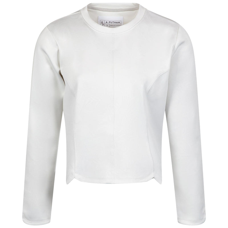 Womens Tulip Crewneck Knit Cream Debossed Crane