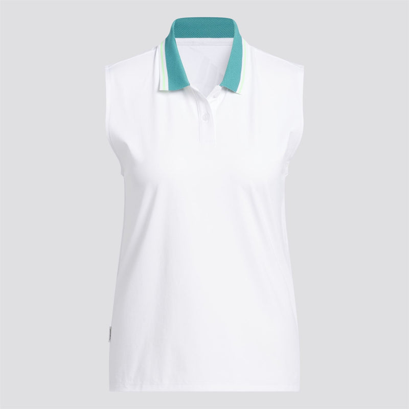Womens Beyond The Course Twistknit Polo White/Pure Teal