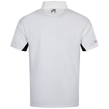Malbon Golf Evergreen Paneled Performance Pique Polo White/Black