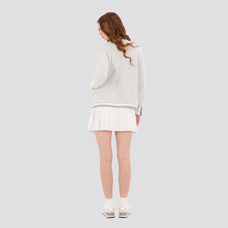 Womens Boucle Knit Jacket White/Grey