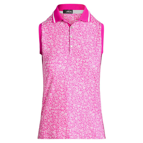 Womens Sleeveless Print Polo Shirt-Floral Meadow/Bright Pink - SS24