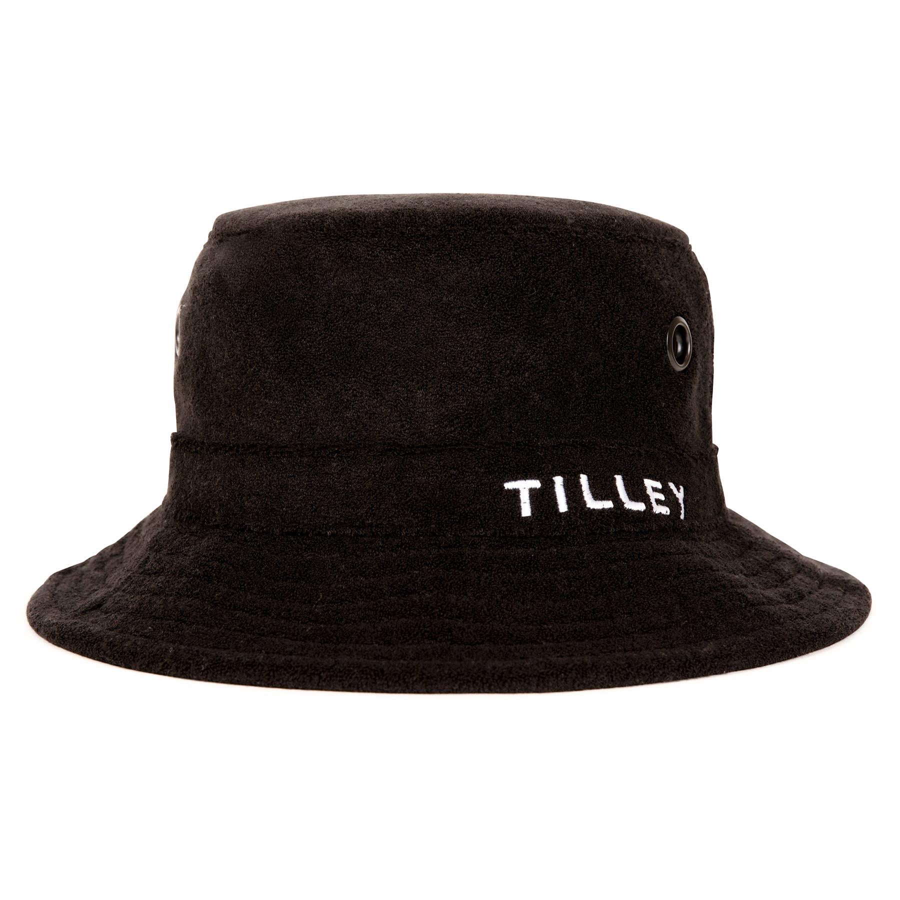 Womens Terry Towel Sport Bucket Hat Black