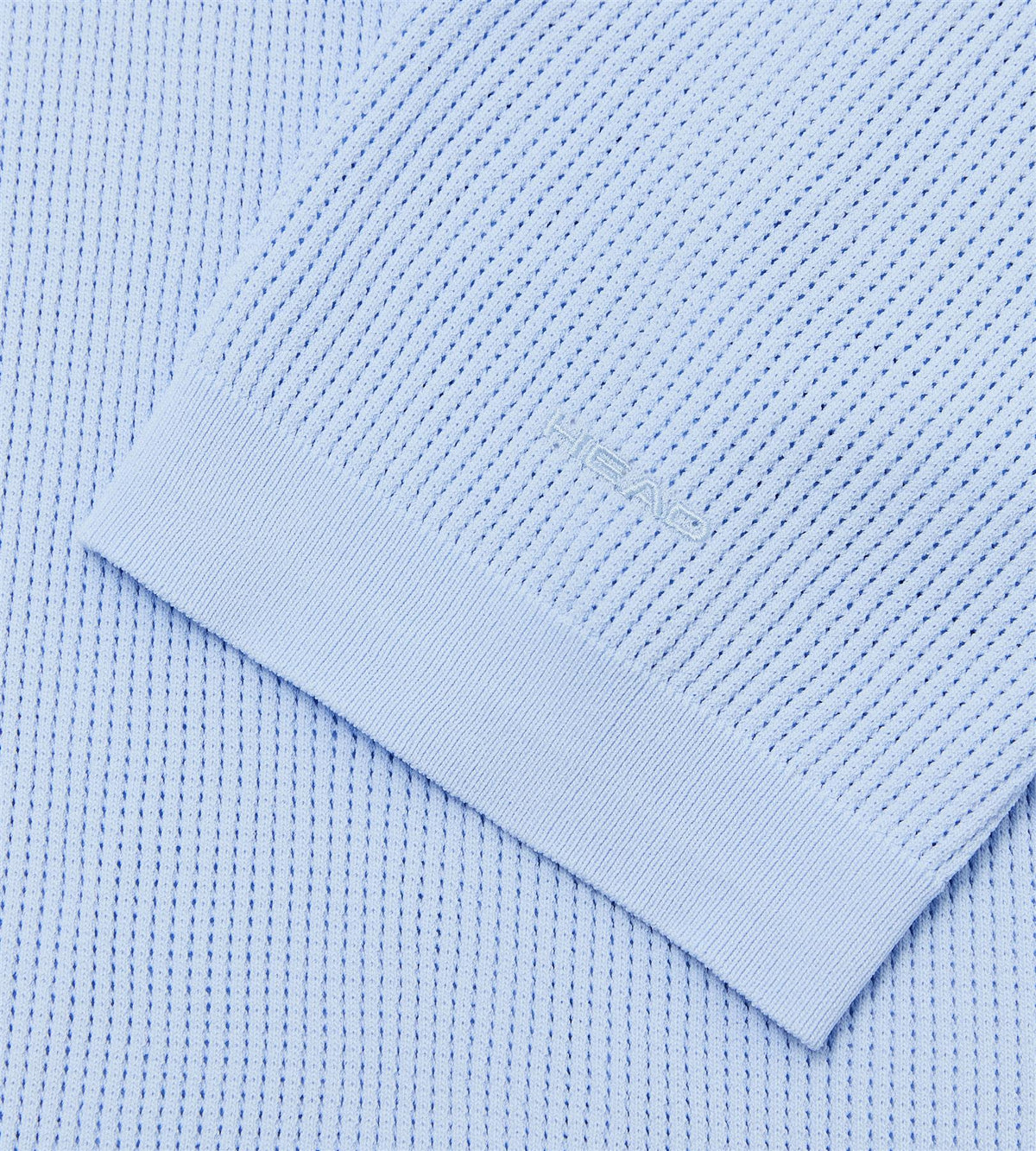 Pointelle Knit V-Neck Polo	 Dusty Blue