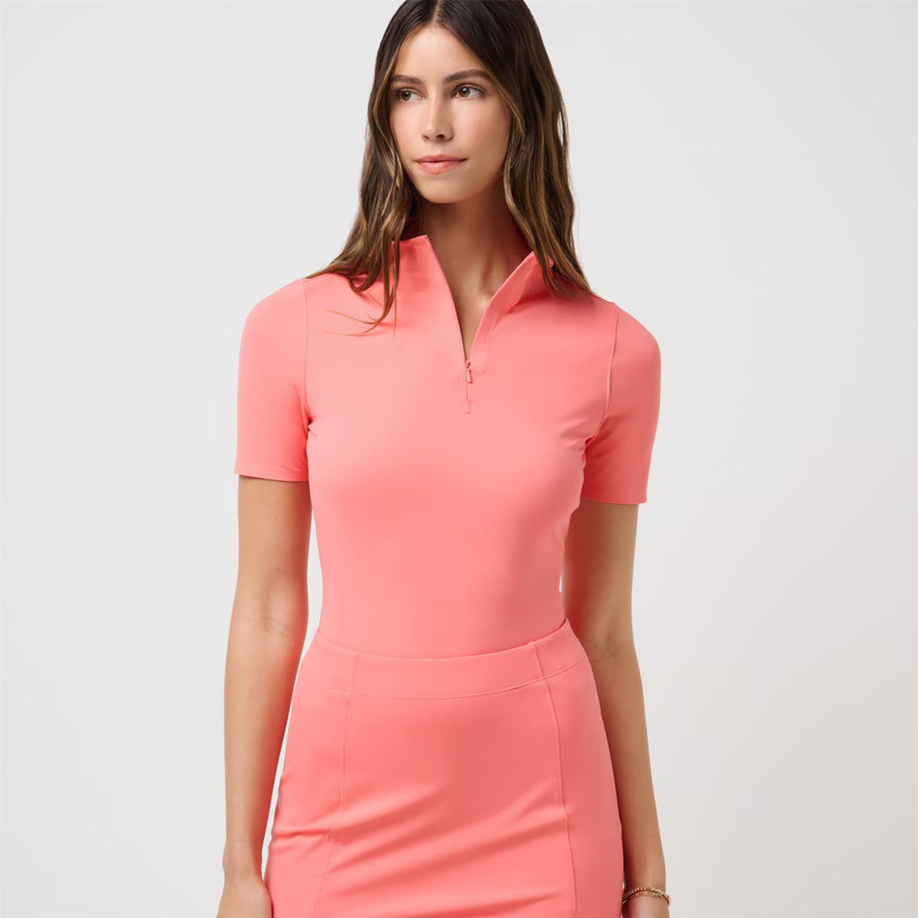 Womens Sunfire Zip Polo Porcelain Rose