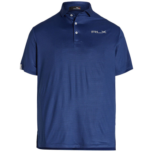 Classic Fit Performance Polo Shirt Royal Navy Fairway Houndstooth - SS23