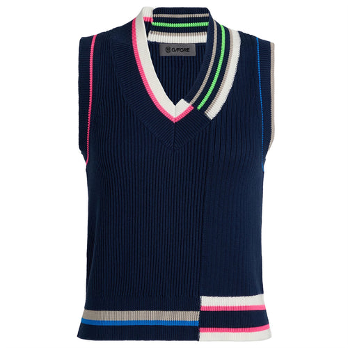 Womens Engineered Stripe Sweater Vest Twilight - SS25