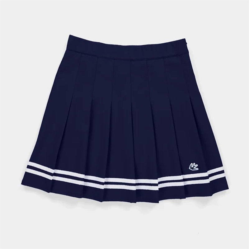 Womens Ribbon Pleated Skirt Navy/White