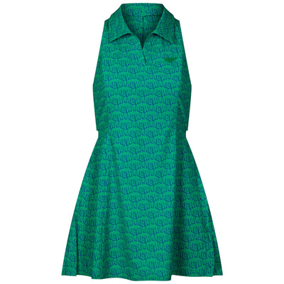 Womens Printed Pleats Dress Green - W23