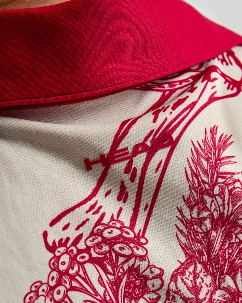 Womens Tie Collar Top Red Botanical