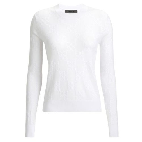 Womens Pointelle G Crewneck Sweater Snow - SS25