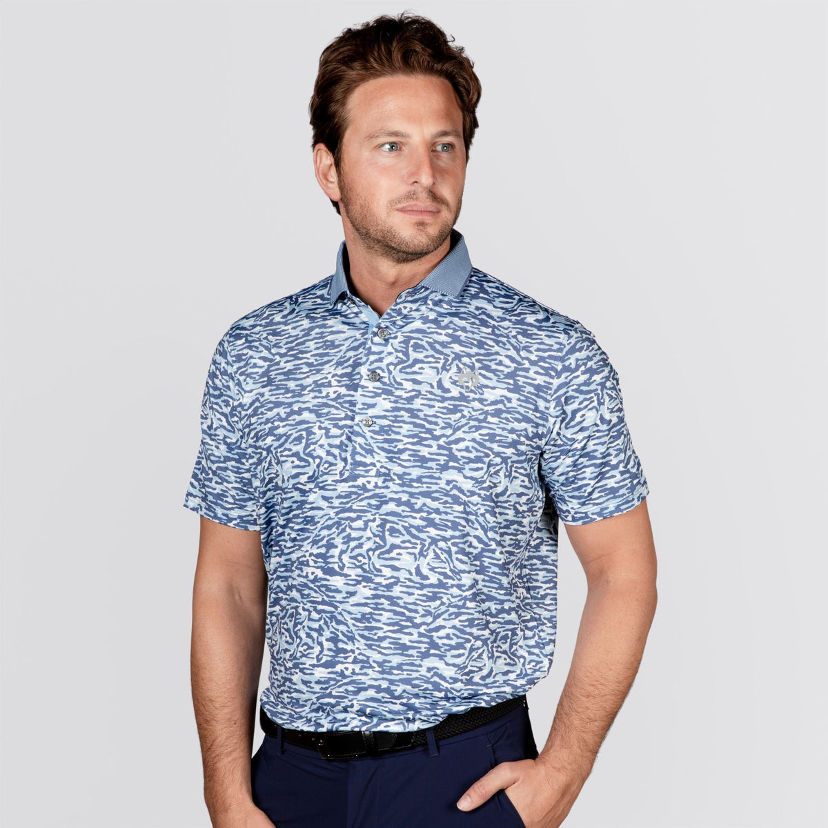 Stalking Wolf Camo Polo Wolf Blue