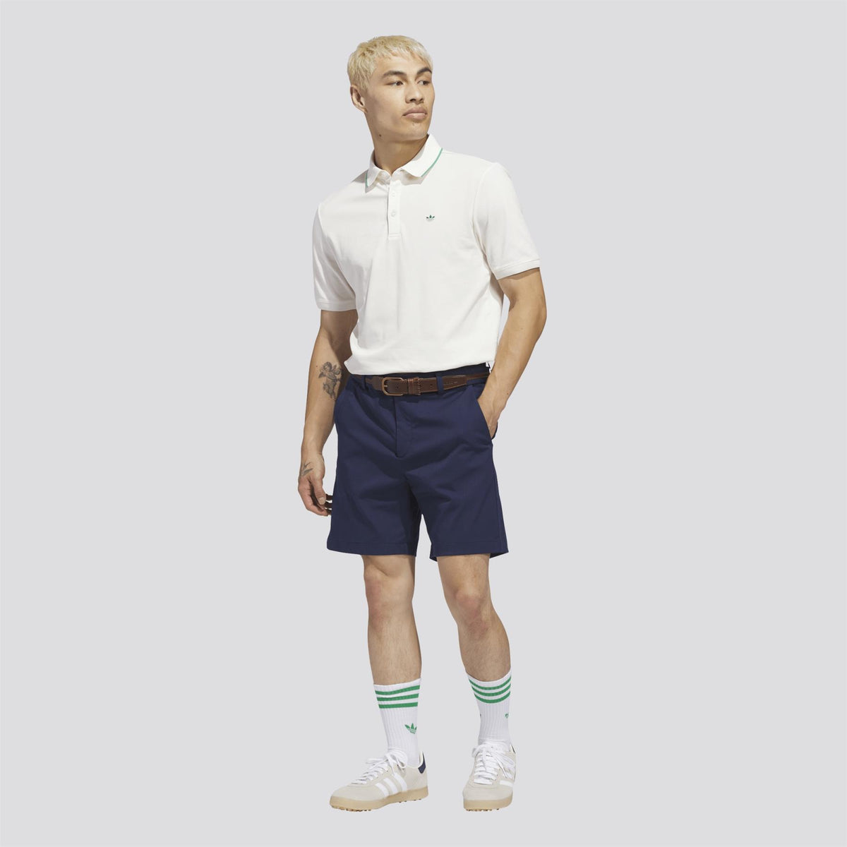 Originals Twistknit Trefoil Polo Chalk White/Court Green