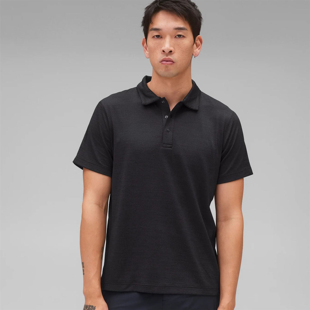 Solotex Mesh Tiebreak Polo Black