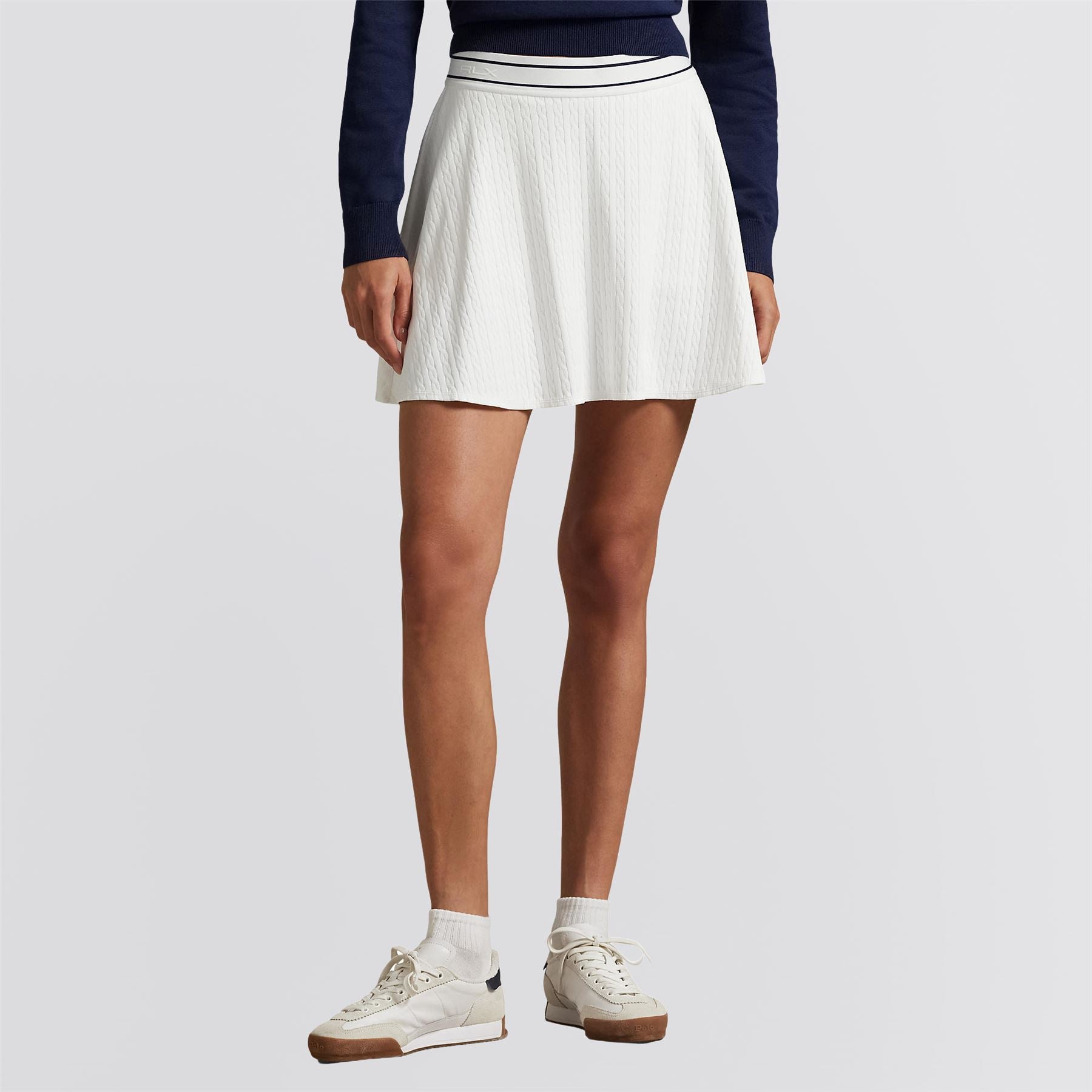 RLX Womens Cable Motif A-Line Skort Ceramic White/Refined Navy Multi