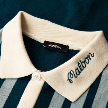 Malbon Golf Gabbiano Knit Button Up Ocean | TRENDYGOLF USA