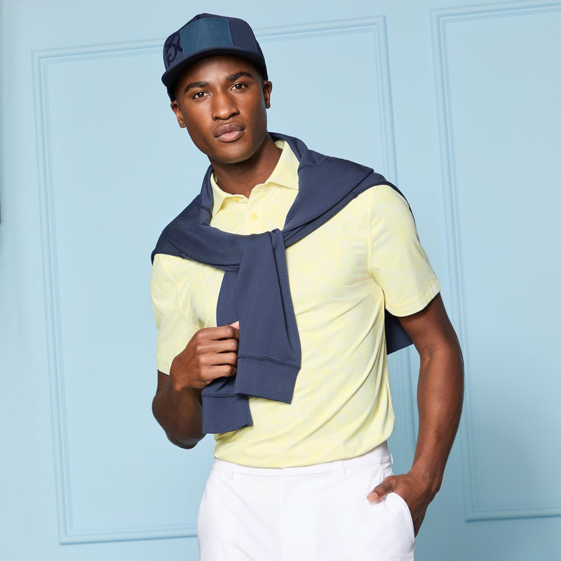 Hydrangea Print Tech Jersey Polo Canary