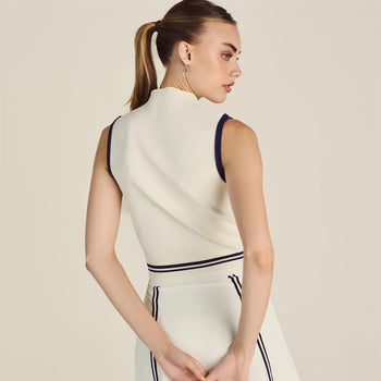◆Malbon Golf◆ Side slit long sleeveless WHITE WOMAN Malbon Claudia Sleeveless Polo - White – Bisque Golf