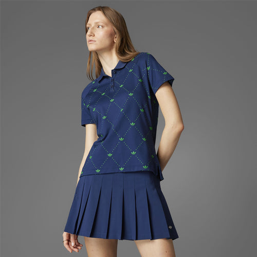 Womens Printed Trefoil Polo Indigo/Green