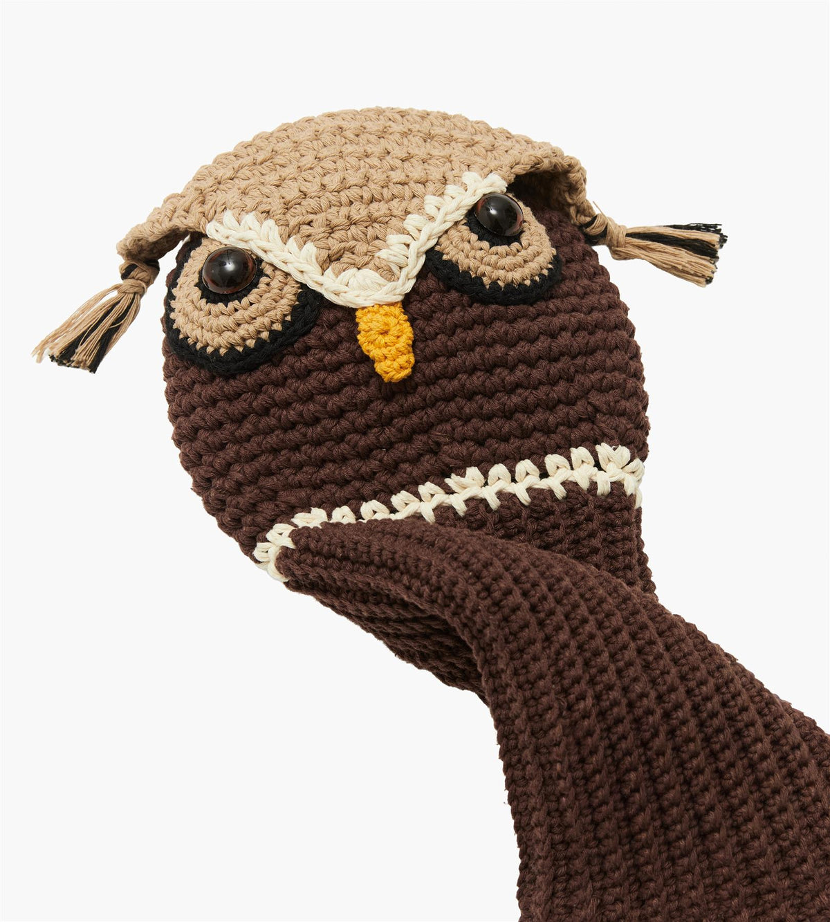 Womens Owl Crochet Club Cover  Brown