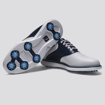 FootJoy FJ Traditions Saddle Cleated Golf Shoe White/Navy/Blue