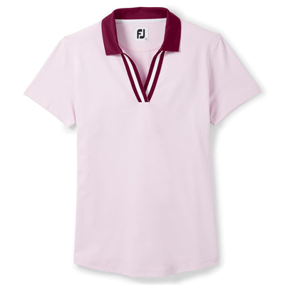 Womens SS Stripe Ribbon Trim Shirt Pink - AW23