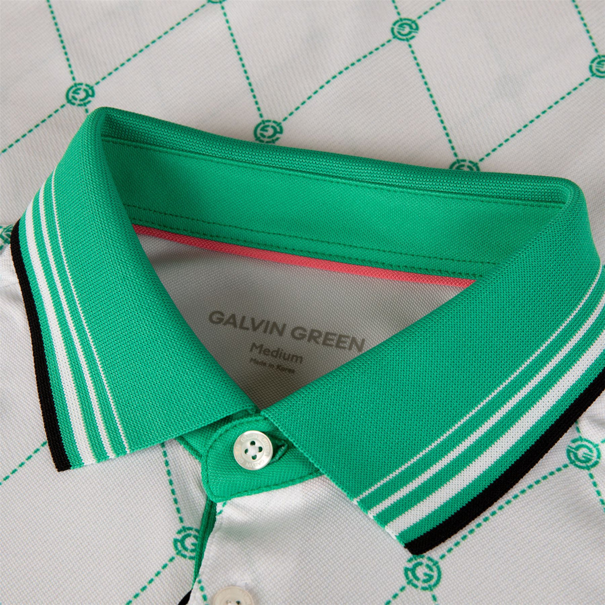 Miguel Modern Argyle Print Polo White/Golf Green