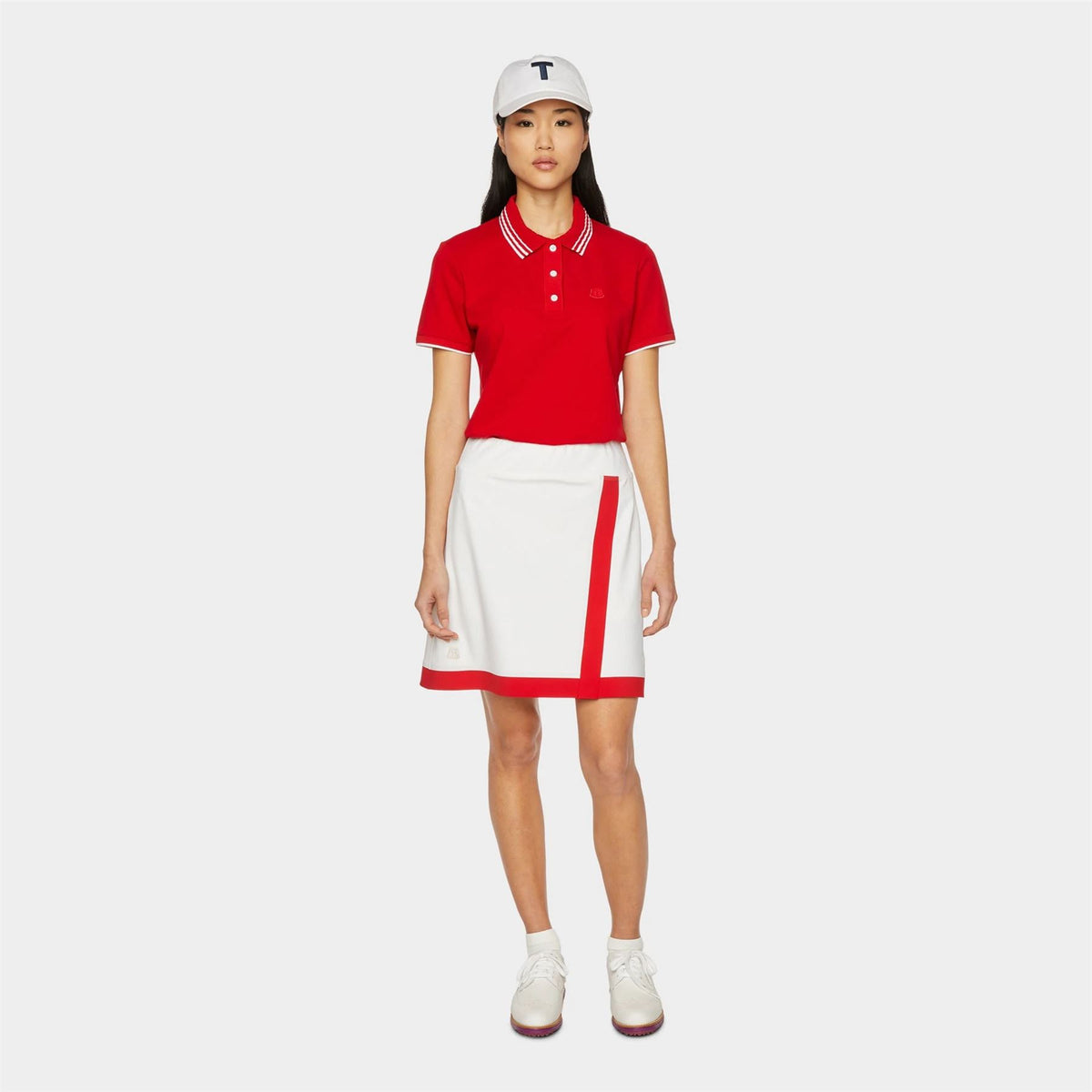 Womens Contrast Sport Skirt Off White/Red