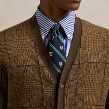 Merino Knit Patterned Cardigan Brown