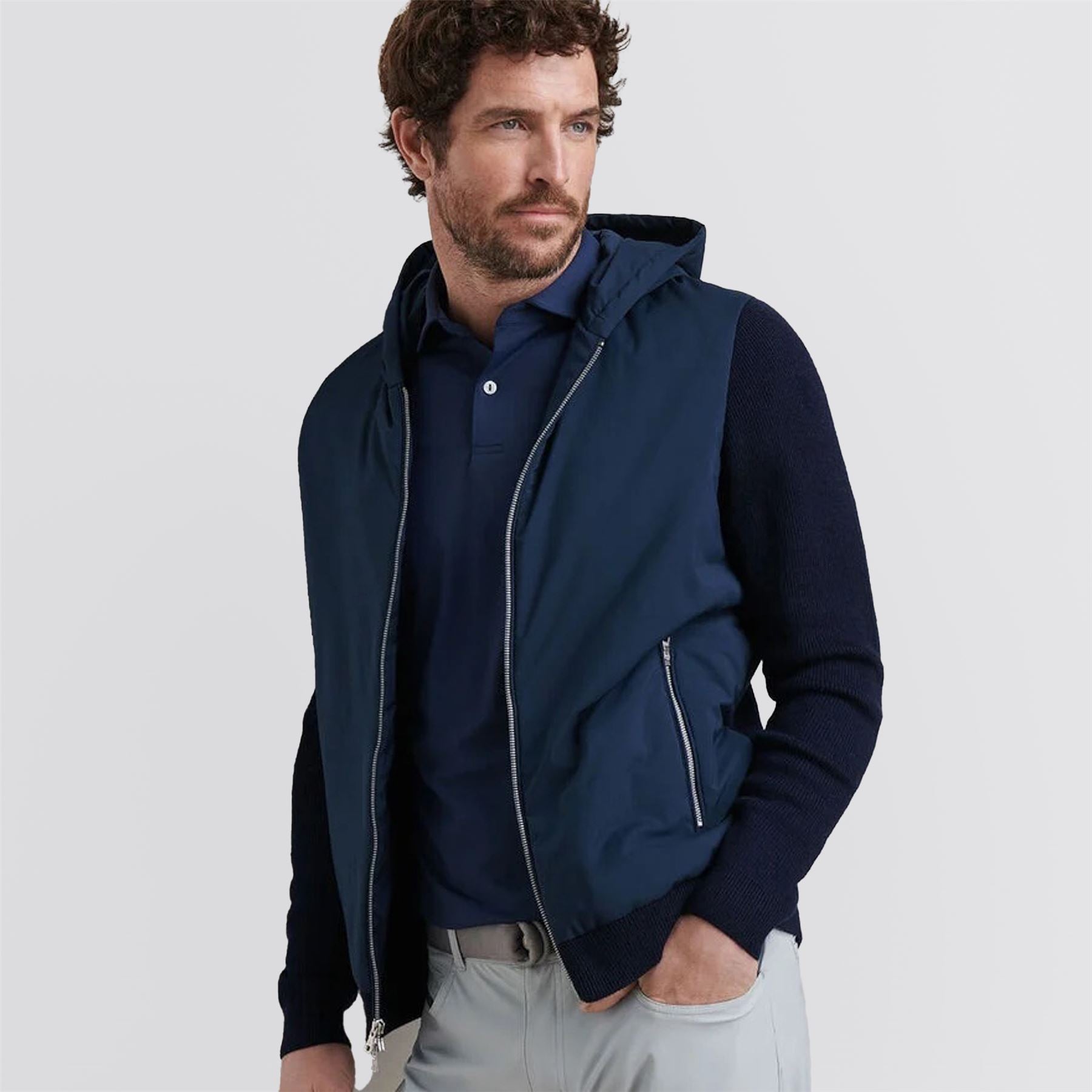 Holdridge Hybrid Full Zip Hoodie Navy