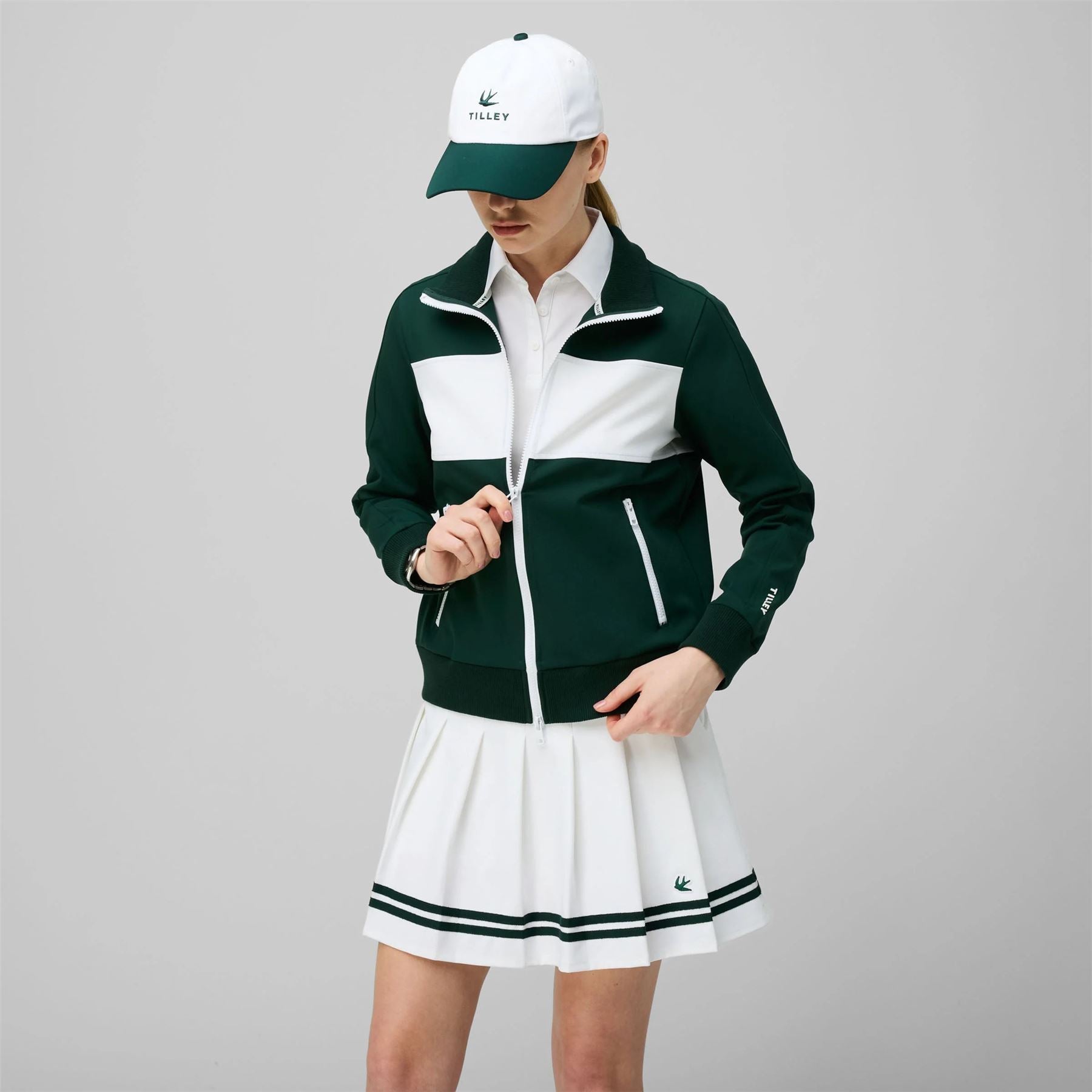 Womens Warm Up Jacket White/Sport Green
