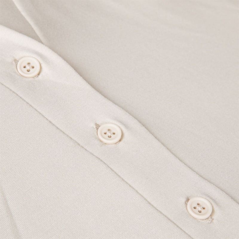 Womens Polo V-Neck Top Silver Birch
