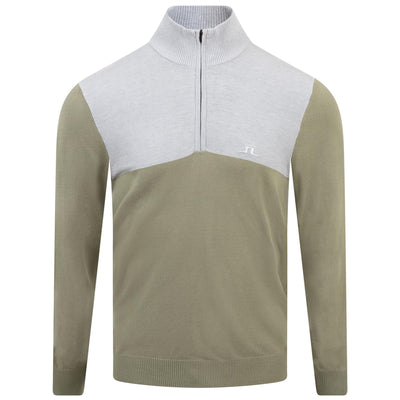 Jeff Quarter Zip Knitted Sweater Oil Green
